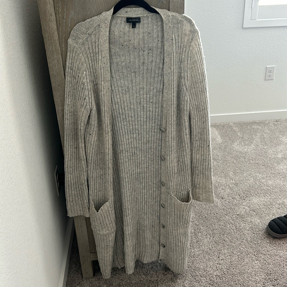 The Limited 3/4 length Sweater size Large.  Grey speckled